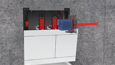 WC tablets dispenser and flush plate with tilting mechanism